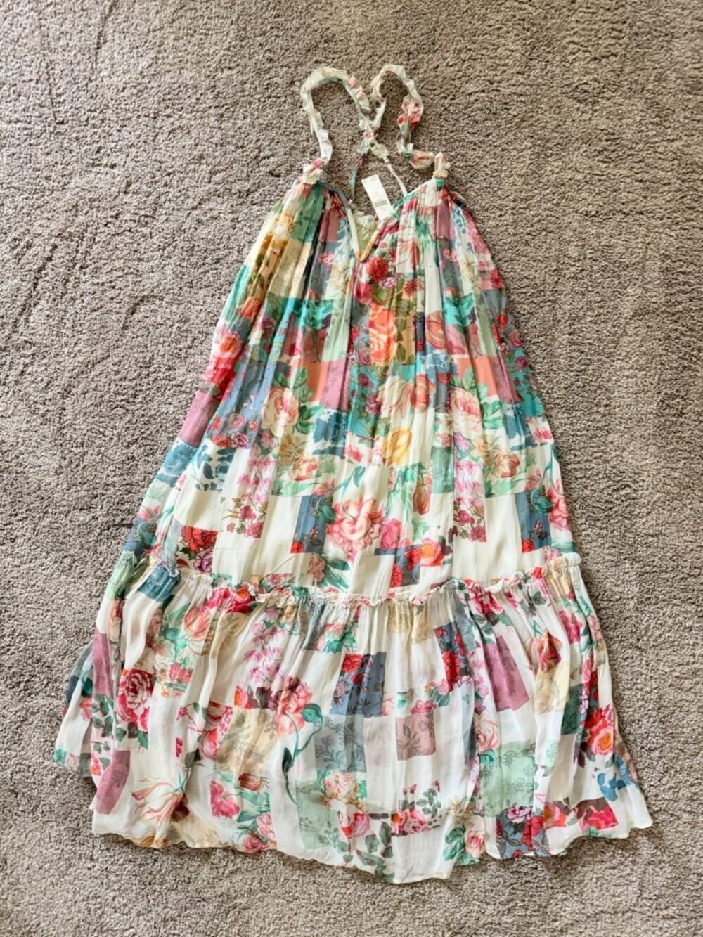NEW Anthropologie Chiffon Shift Midi Dress Floral Sleeveless Beach Size XXSmall